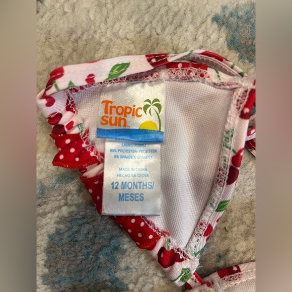 Kids Cherry Print Bikini Set Sz 12 month - Picture 6 of 6